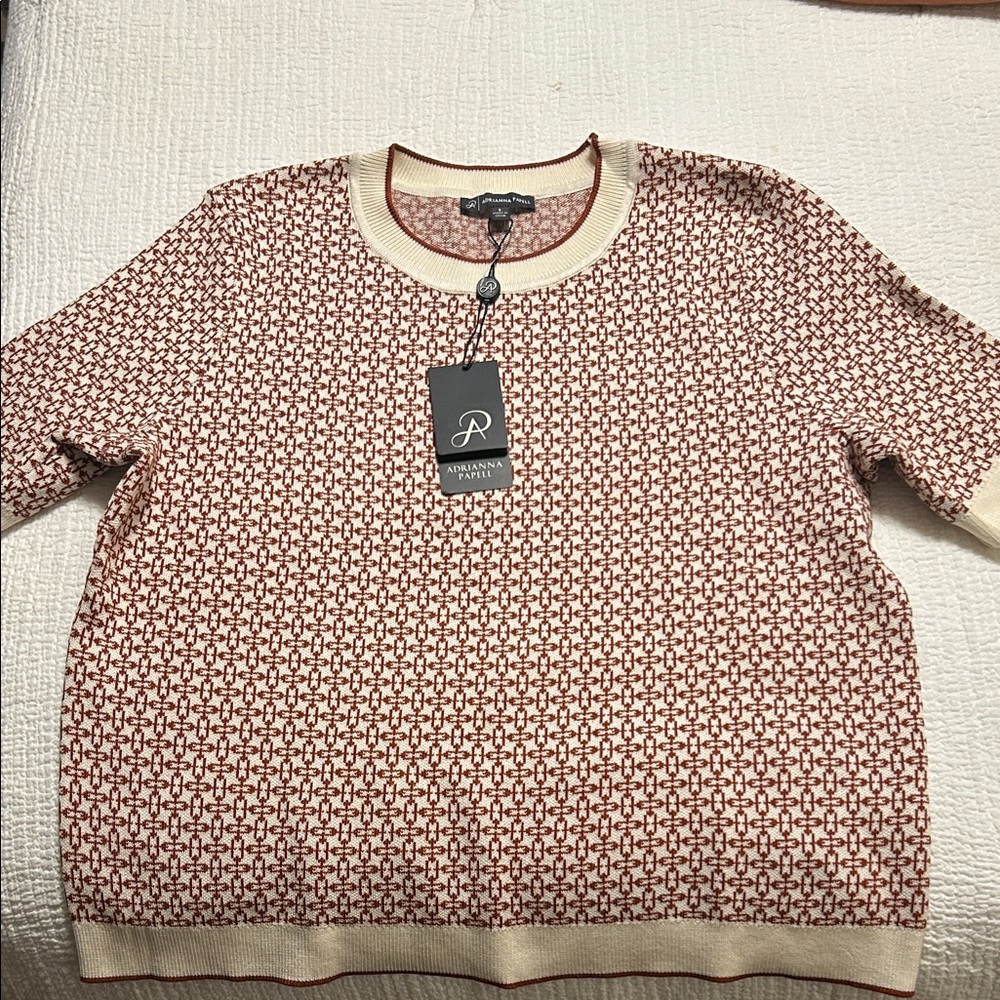 Adrianna Papell Crewneck tipped jacquard sweater